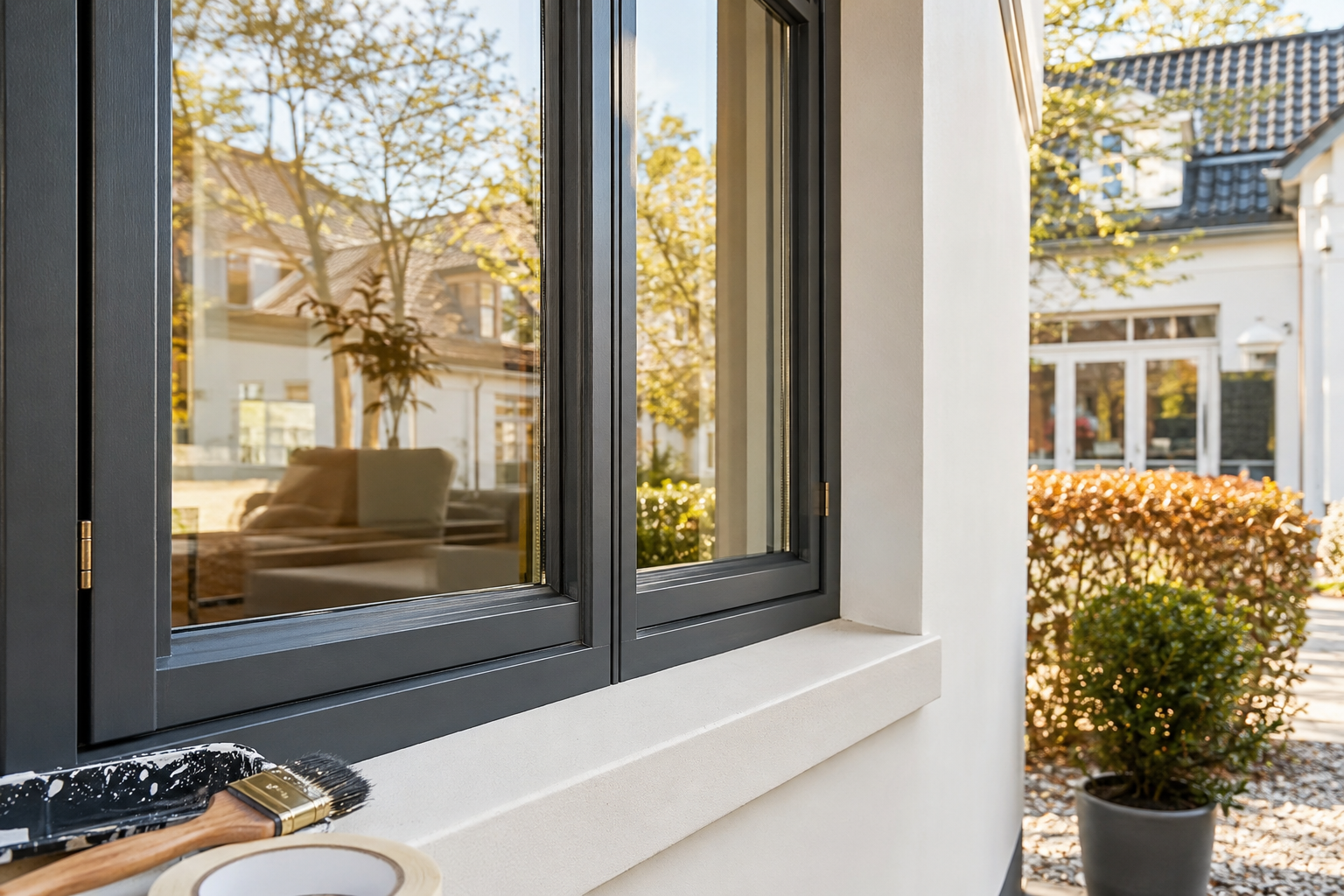 Strak geschilderd kozijn met helder glas en premium afwerking